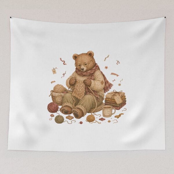 Item preview, Cozy Bear Knitting Sweater Grandmacore Cottagecore Aesthetic designed and sold by AQUILAKREO.