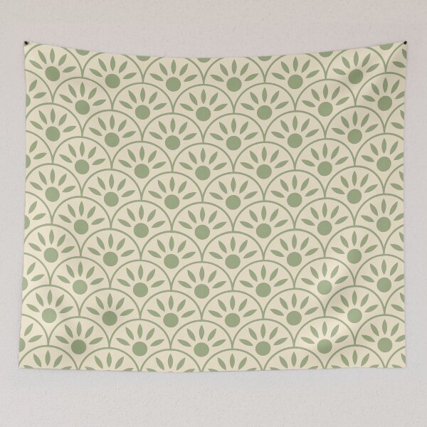 Item preview, Sage Green Scallop Pattern | Art Deco Botanical Geometric Seamless designed and sold by Dino-Lune.