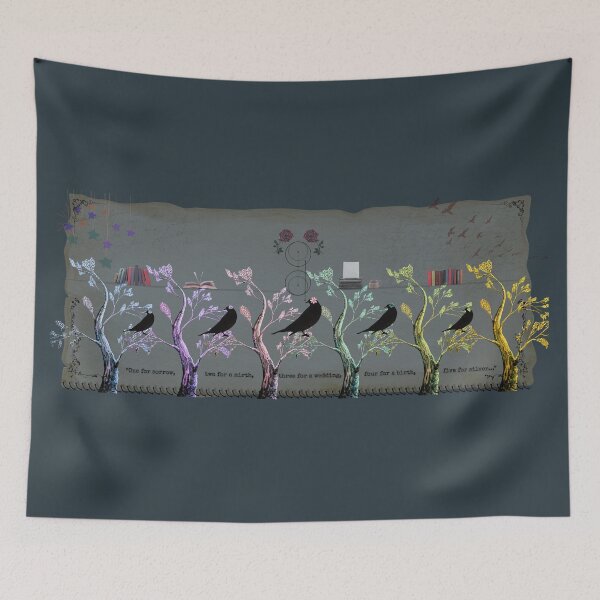 Item preview, Counting Crows Whimsical Folk Art Painting designed and sold by ArtistsAtticWI.