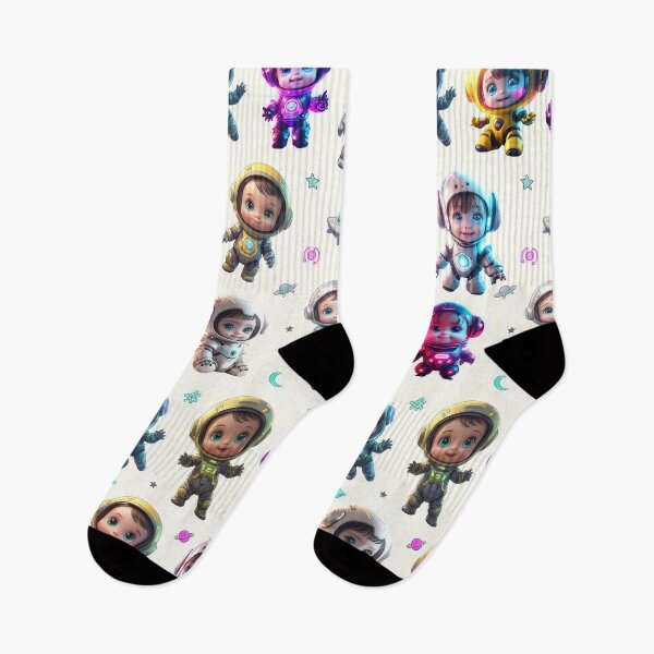 Item preview, Kawaii pattern, cute astronaut robot print designed and sold by Cyber Kids.