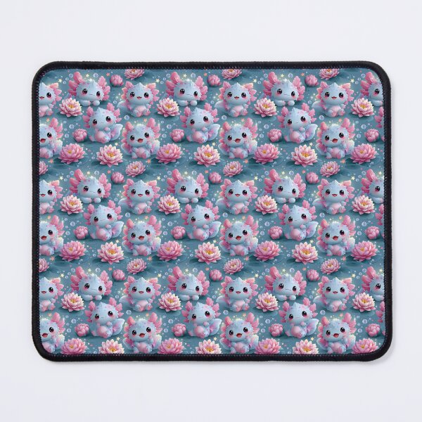 Item preview, Kawaii Chibi Axolotl Seamless Pattern | Cute Axolotl Repeat Print designed and sold by Moonlit Menagerie.