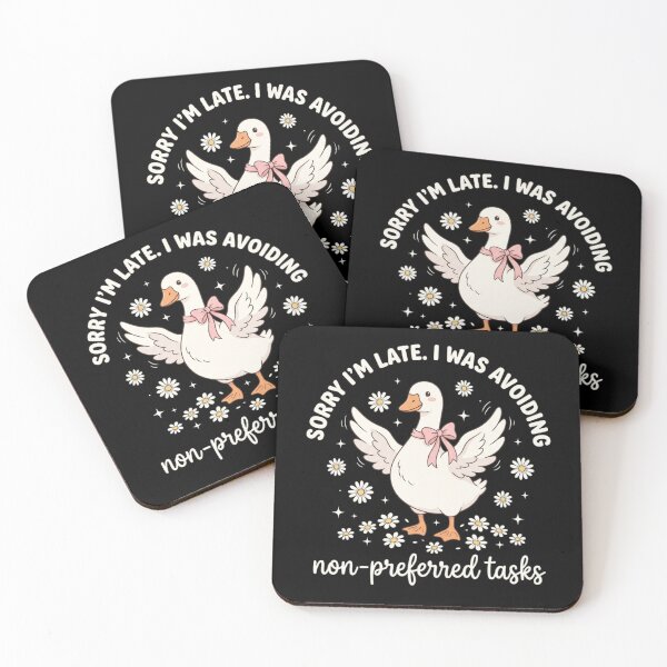 Item preview, Sorry I'm Late I Was Avoiding Non-Preferred Tasks T-Shirt, Funny ADHD Gift, Cute Goose Graphic Tee, Neurodivergent Humor Shirt designed and sold by Trendably.