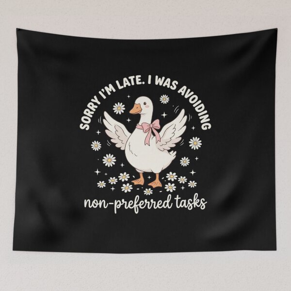 Item preview, Sorry I'm Late I Was Avoiding Non-Preferred Tasks T-Shirt, Funny ADHD Gift, Cute Goose Graphic Tee, Neurodivergent Humor Shirt designed and sold by Trendably.