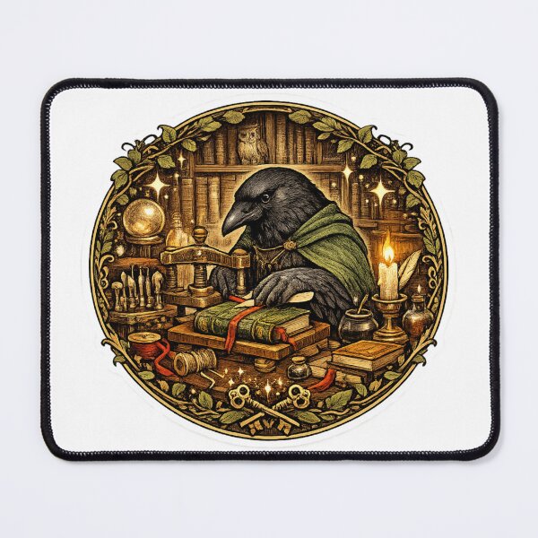 Item preview, Wise Raven Bookbinder Shirt | Gothic Cottagecore Library | Fantasy Book Press | Book Lover Gift designed and sold by MrDev.