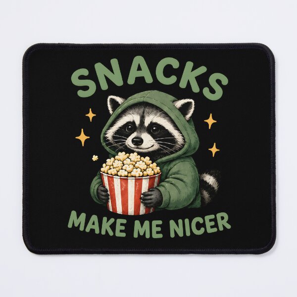 Item preview, Snacks Make Me Nicer Funny Raccoon Saying designed and sold by Marblaes00.