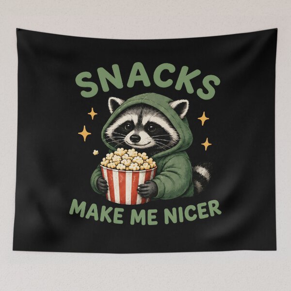 Item preview, Snacks Make Me Nicer Funny Raccoon Saying designed and sold by Marblaes00.