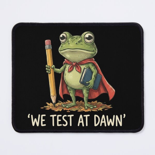 Item preview, We Test At Dawn T-Shirt, Funny Teacher Gift, Cute Frog Teacher Graphic Tee, Back To School Exam Humor Shirt designed and sold by Trendably.