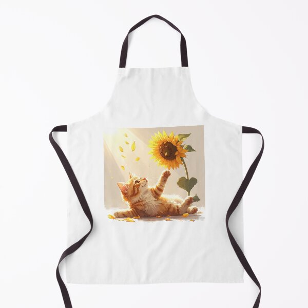 Item preview, Orange Cat Playing Under Falling Sunflower Petals designed and sold by OksArtStudio.