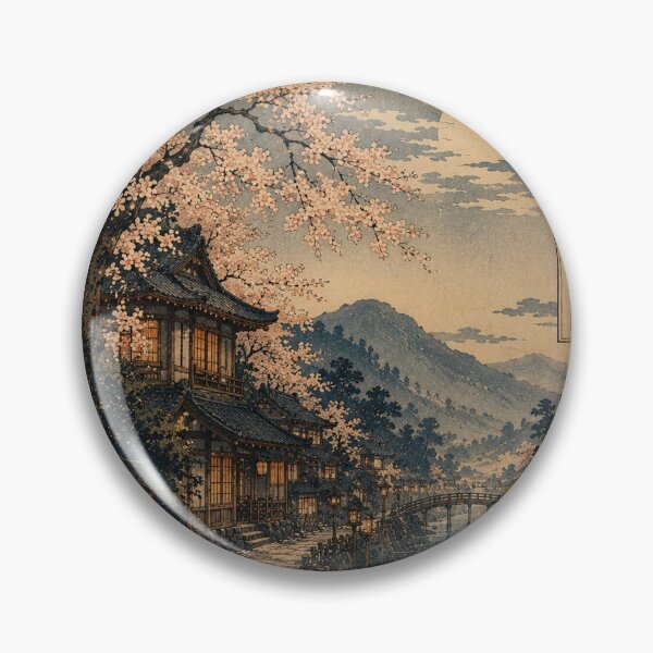 Item preview, Moonlit Sakura Village – Japanese Ukiyo-e Landscape Aesthetic designed and sold by Substance_life.