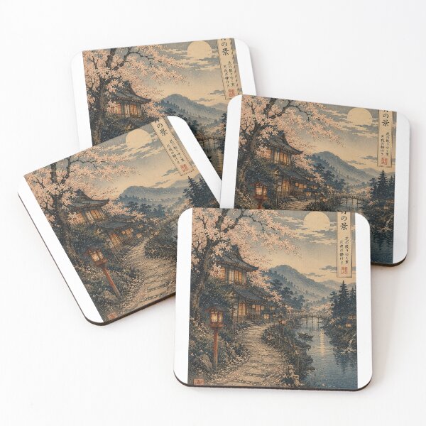 Item preview, Moonlit Sakura Village – Japanese Ukiyo-e Landscape Aesthetic designed and sold by Substance_life.