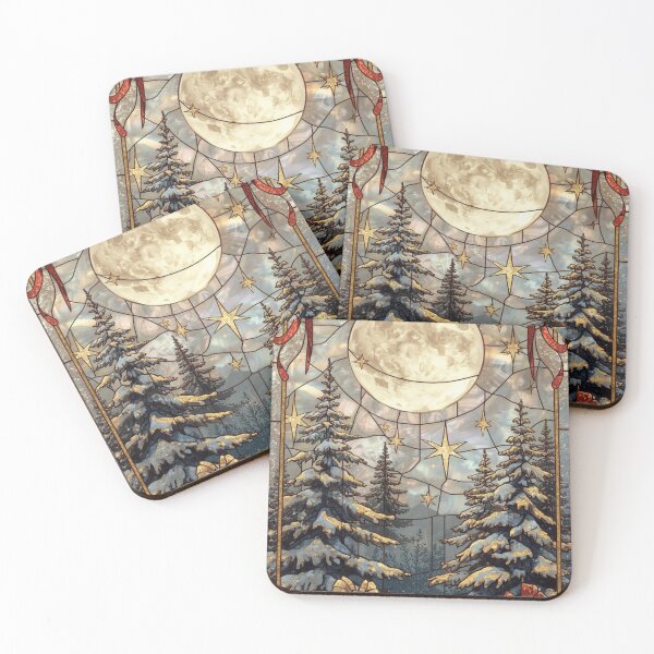 Item preview, Full moon and gifts under snowy pines designed and sold by BriSher.
