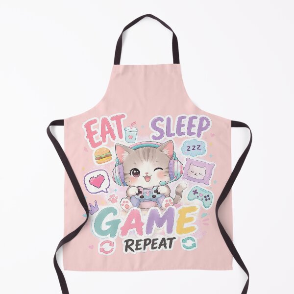 Item preview, Eat Sleep Game Repeat Cute Gamer Cat Sticker | Pastel Kawaii Gaming Design designed and sold by Nusha Creations.