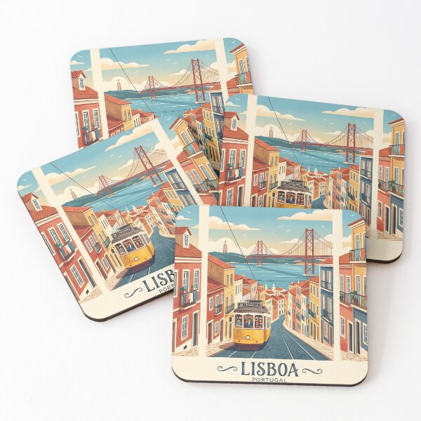 Item preview, Lisbon Portugal Retro Triptych Travel Art Tram 28 designed and sold by PauloCostaDias.