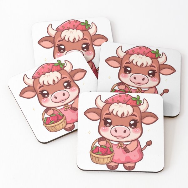 Item preview, Cute Strawberry Highland Cow Kawaii Sticker | Cottagecore Cow Gift designed and sold by Stylestickers55.