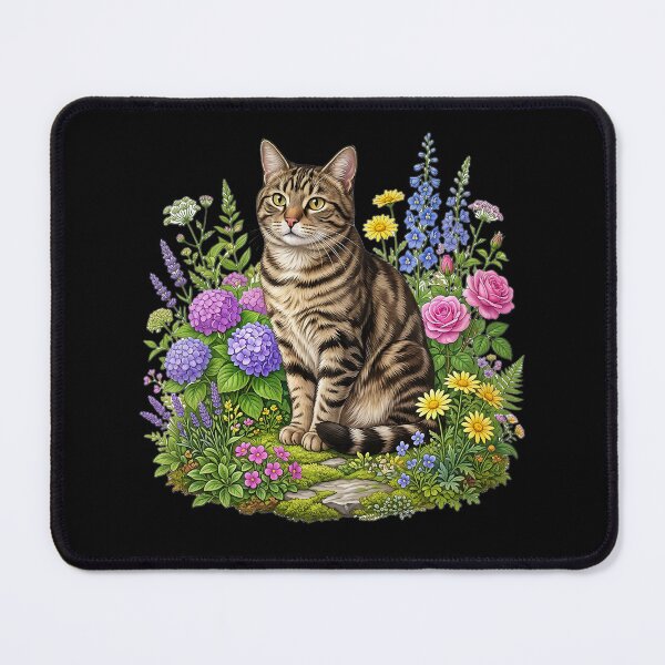 Item preview, Cute cat with flowers designed and sold by ReneMM.