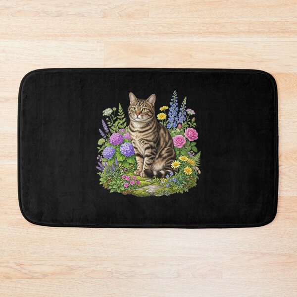 Item preview, Cute cat with flowers designed and sold by ReneMM.