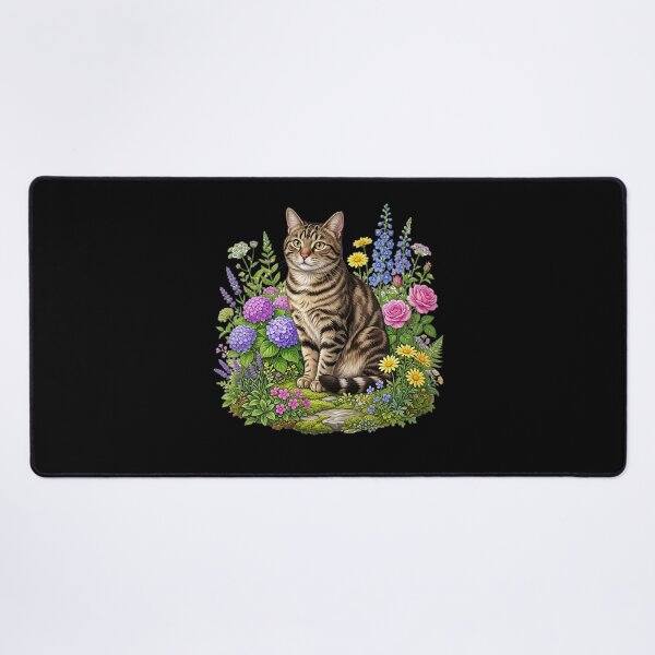 Item preview, Cute cat with flowers designed and sold by ReneMM.