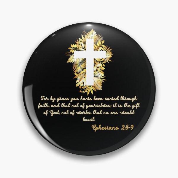 Item preview, Ephesians 2:8-9 Gold Tropical Floral Cross Gifts for Christians designed and sold by Kuzmier.
