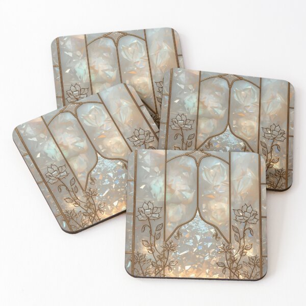 Item preview, Golden roses in a bright celestial stained glass window designed and sold by BriSher.