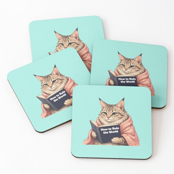 Item preview, Maine Coon cat reading a book designed and sold by Tiny Rage Crea.