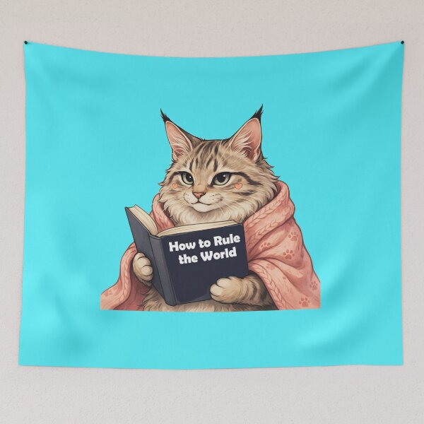 Item preview, Maine Coon cat reading a book designed and sold by Tiny Rage Crea.
