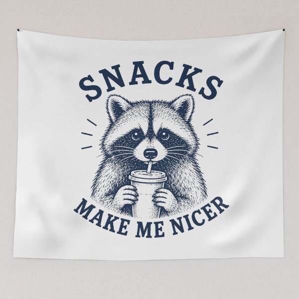 Item preview, Snacks Make Me Nicer Cute Raccoon Humor designed and sold by Marblaes00.