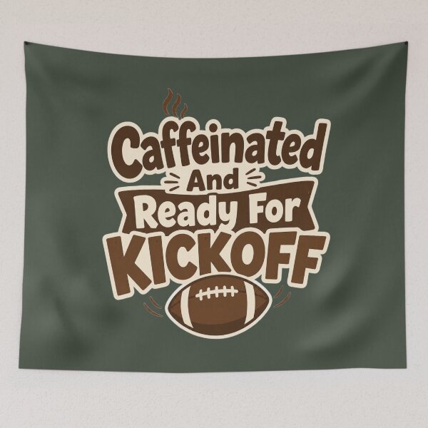 Item preview, Caffeinated and Ready for Kickoff Funny Football T-Shirt designed and sold by ArthUpscale.