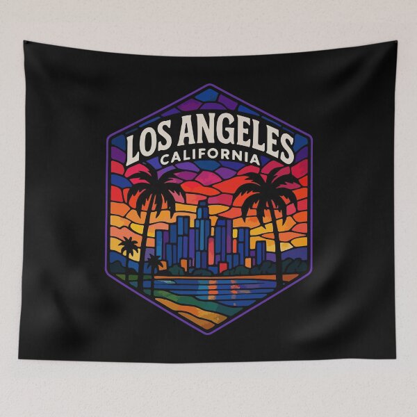 Item preview, Los Angeles California Stained Glass Art Travel designed and sold by TomFrontierArt.