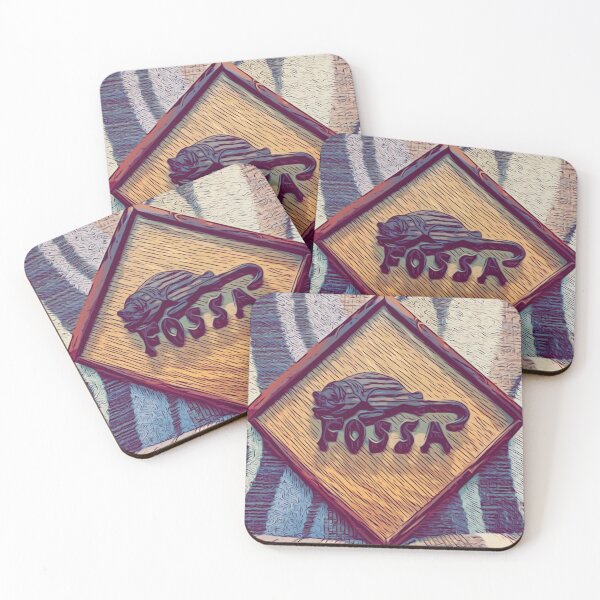 Item preview, Madagascan Fossa Intarsia with Chair Background Red Letters designed and sold by Jonathan's Nature Crafts.