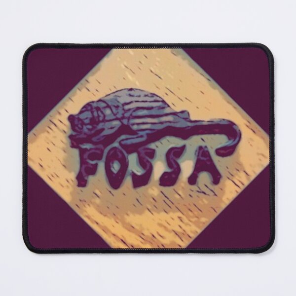 Item preview, Madagascan Fossa Intarsia with Black Background Red Letters designed and sold by Jonathan's Nature Crafts.