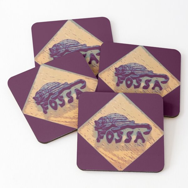 Item preview, Madagascan Fossa Intarsia with Black Background Red Letters designed and sold by Jonathan's Nature Crafts.