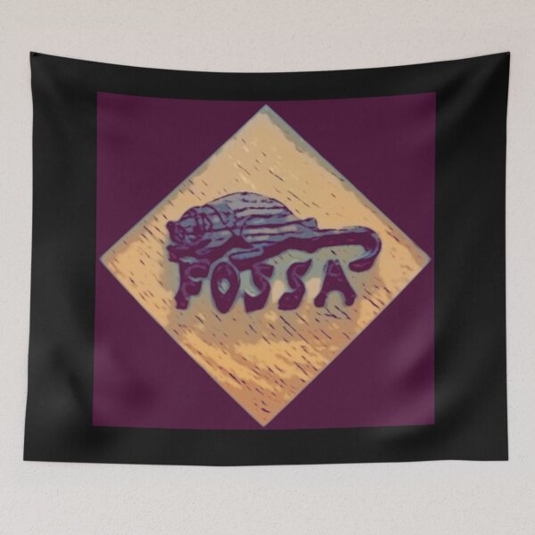 Item preview, Madagascan Fossa Intarsia with Black Background Red Letters designed and sold by Jonathan's Nature Crafts.