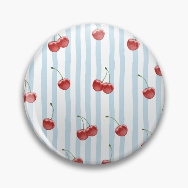 Item preview, Striped Cherry Print Minimalist Teal Blue Pattern designed and sold by l1ttl3fr34k.