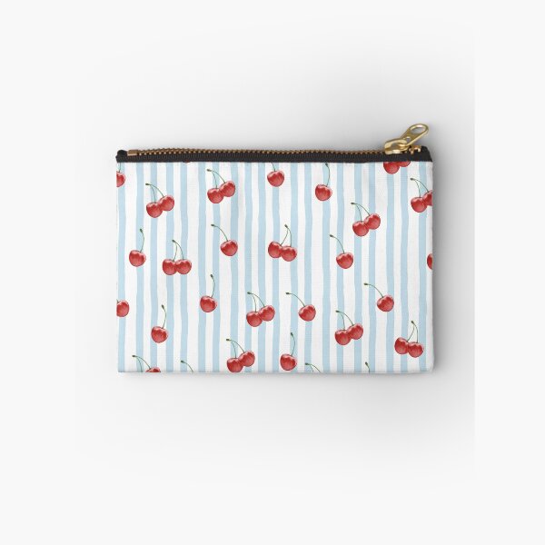 Item preview, Striped Cherry Print Minimalist Teal Blue Pattern designed and sold by l1ttl3fr34k.
