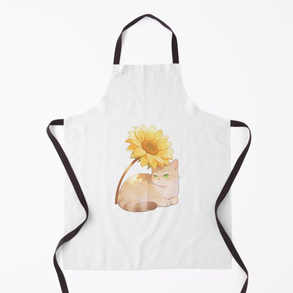 Item preview, Cream Cat with Green Eyes Resting Under a Giant Sunflower designed and sold by OksArtStudio.
