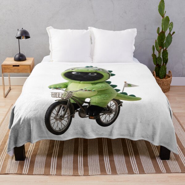 Item preview, Cute Black Cat in Dinosaur Costume Riding a Bicycle designed and sold by Produk Z.