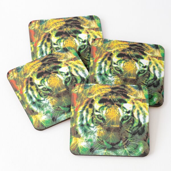 Item preview, Mystic Golden Tiger in Jungle Leaves Art designed and sold by NornAxiom.