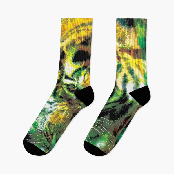 Item preview, Mystic Golden Tiger in Jungle Leaves Art designed and sold by NornAxiom.