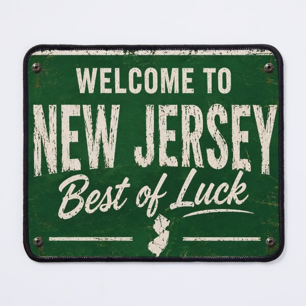 Item preview, Welcome to New Jersey Best of Luck | Funny New Jersey Sign | Sarcastic NJ Gift | Vintage Road Sign Sticker & T-Shirt designed and sold by Diesel outlaw .