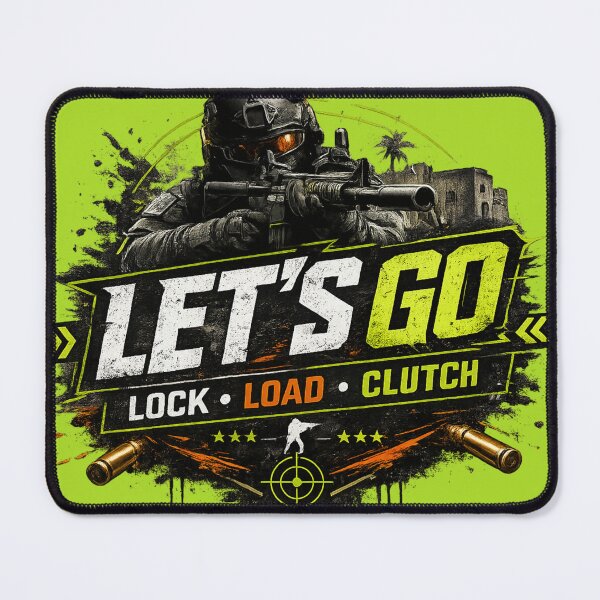 Item preview, LET'S GO – Lock • Load • Clutch | Tactical FPS Gaming Design designed and sold by Nusha Creations.