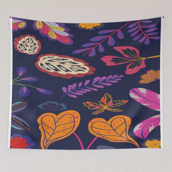 Item preview, Vibrant Tropical Foliage Pattern on Dark Background designed and sold by hetal66.