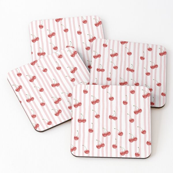 Item preview, Striped Cherry Print Minimalist Pink Pattern designed and sold by l1ttl3fr34k.