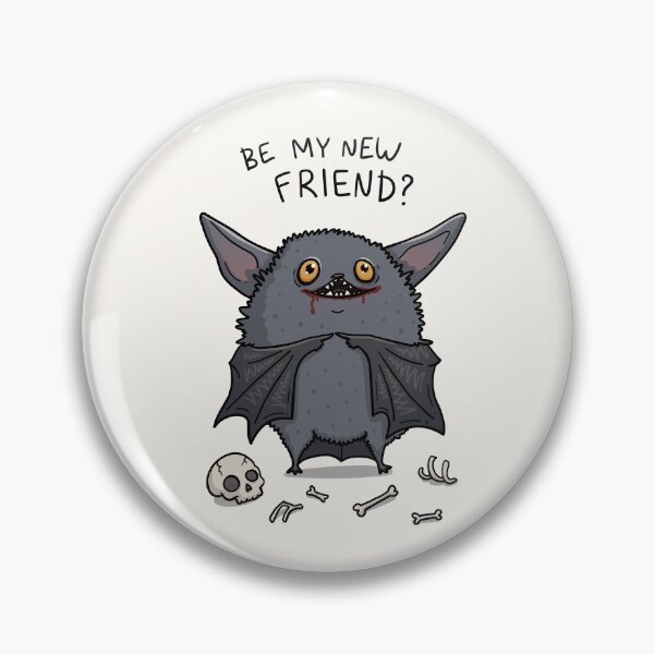 Item preview, Be My New Friend? Cute Creepy Bat Monster with Dark Humor | Funny Gothic Cartoon Illustration designed and sold by Aida Drogan.