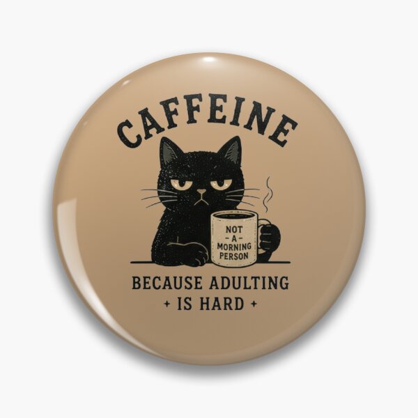 Item preview, Caffeine Because Adulting Is Hard | Funny Black Cat Coffee Vintage T-Shirt designed and sold by BlackShopps.