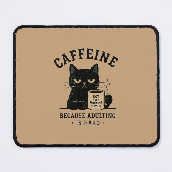Item preview, Caffeine Because Adulting Is Hard | Funny Black Cat Coffee Vintage T-Shirt designed and sold by BlackShopps.