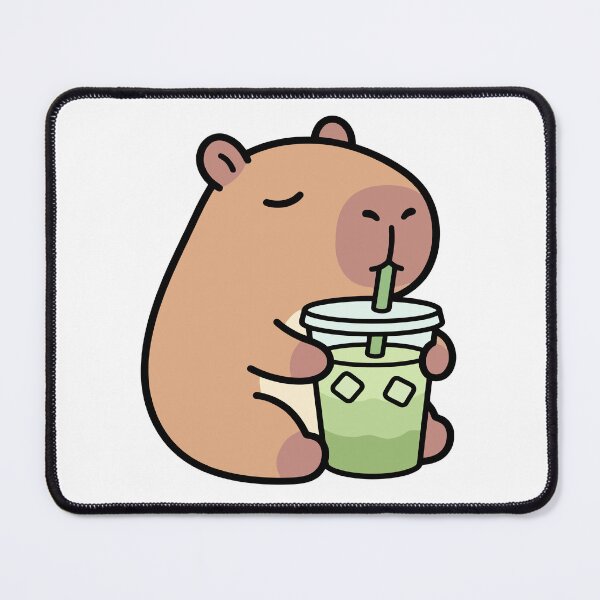 Item preview, Emotional Support Capybara drinking an iced matcha latte sleep eyes cute - Kawaii Doodle-Core Aesthetic Art | Unique Stickers Design designed and sold by Eldaz.
