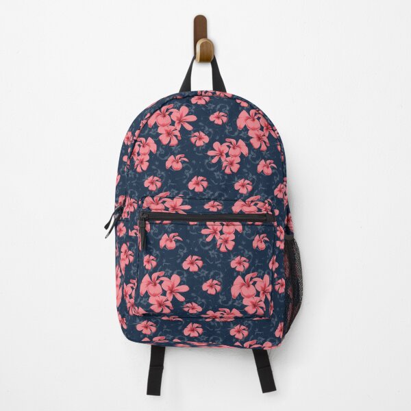 Item preview, Pink Plumeria Floral Pattern on Navy Blue designed and sold by Zaya_art.