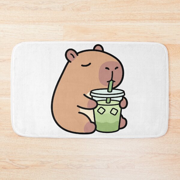 Item preview, Emotional Support Capybara drinking an iced matcha latte sleep eyes cute - Kawaii Doodle-Core Aesthetic Art | Unique Stickers Design designed and sold by Eldaz.
