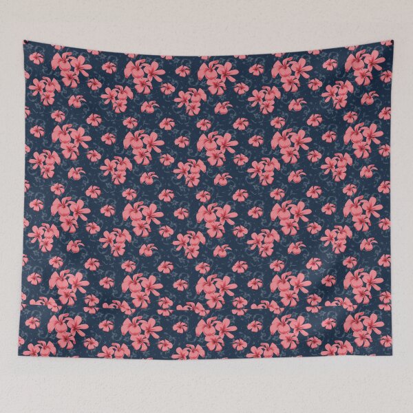 Item preview, Pink Plumeria Floral Pattern on Navy Blue designed and sold by Zaya_art.