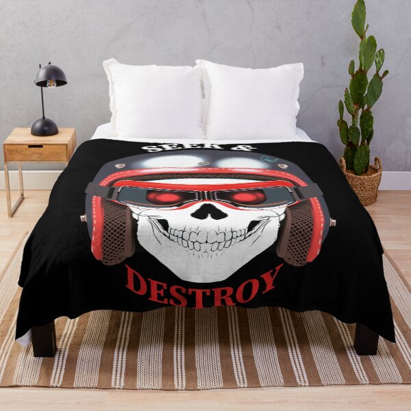Item preview, Seek and Destroy Silver Vintage Motorcycle Helmet Skull Art designed and sold by Rhapsodic1290.